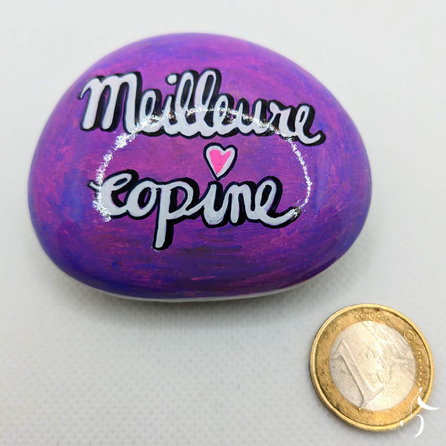 Galets rose/violet avec texte "meilleure copine"