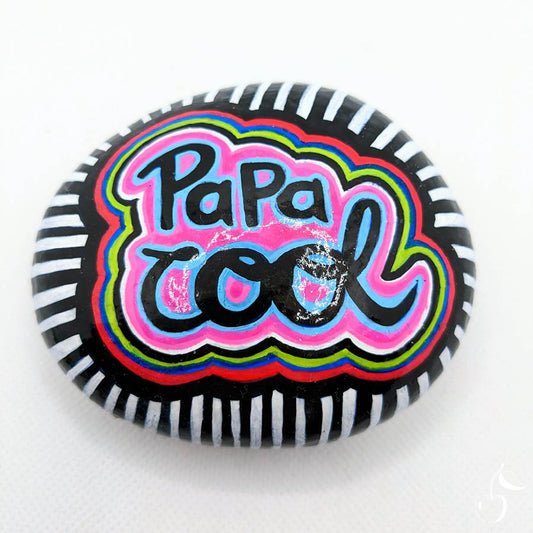 Grand galet style pop-art "Papa cool" Idée cadeaux fête des pères